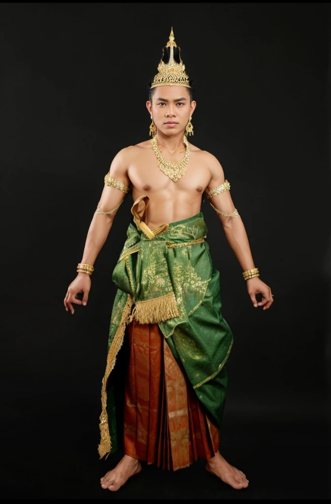 1 man, Indonesian face, dashing, natural muscles, white skin, full body, fashion photo, photo model, wearing Majapahit kingdom clothes