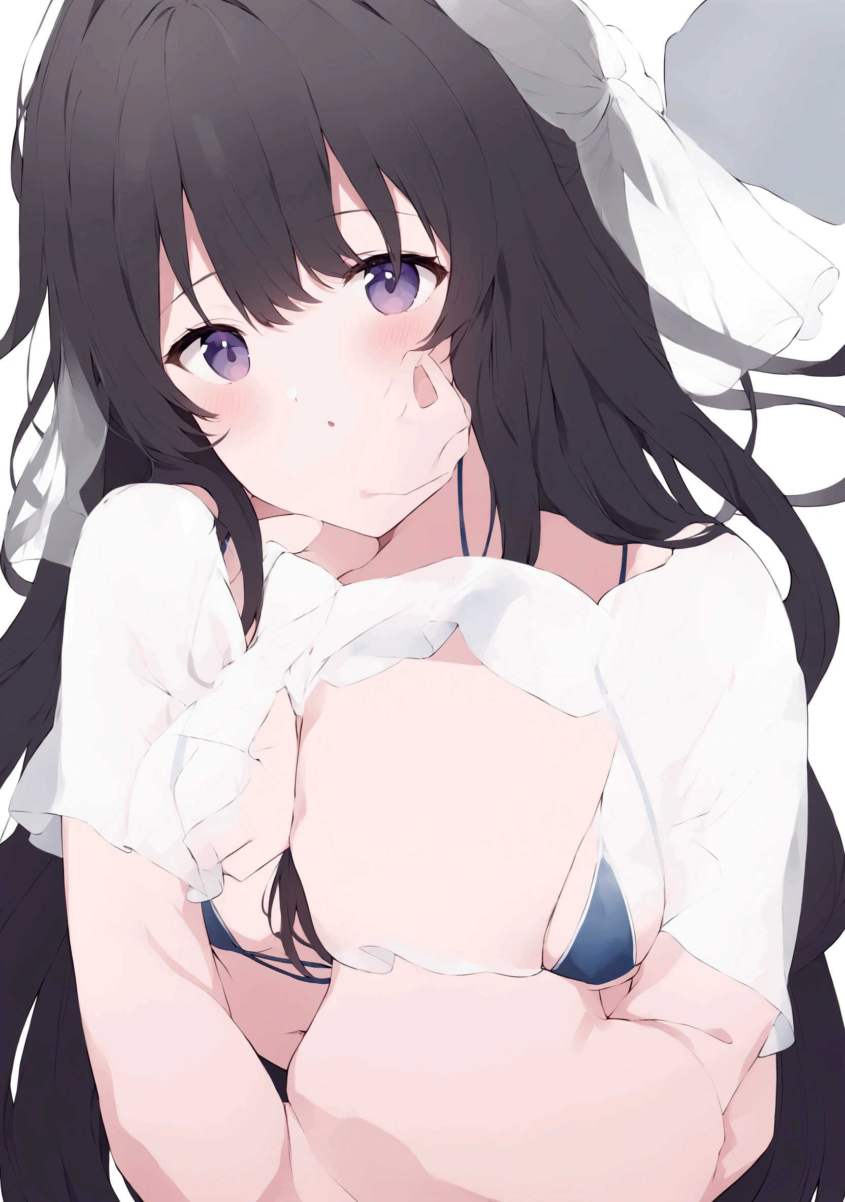 nsfw, 1girl, solo, Rice shower \(umamusume\) , A small black hat on the right ear ,hair over one eye,black hair, princess line wedding dress, wedding veil, shy ,best quality, beautiful eyes, high resolution ,no panties,no bra, open clothes,  (shota), shota's penis,little penis,pov,sex, ((cowgirl position)) , happy, squinting ,watery eyes , tearful,show off nipple, pussy,pussy is wet,nude camel toe,nipple,children, middle breasts,orgasm, (trembling), embarrasse, Blushing,(creampie),cum to pussy, leaning forward, face waiting for kiss, (incoming kiss),in heat,((girl trembling with sexual climax)),((ecstasy)),slut,open mouth,fucked silly,tears,