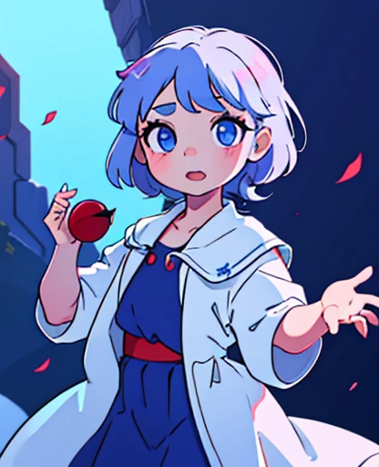 Cute ??? girl, with swming costume, white hear,her right eye ball blue color and left eye ball red color