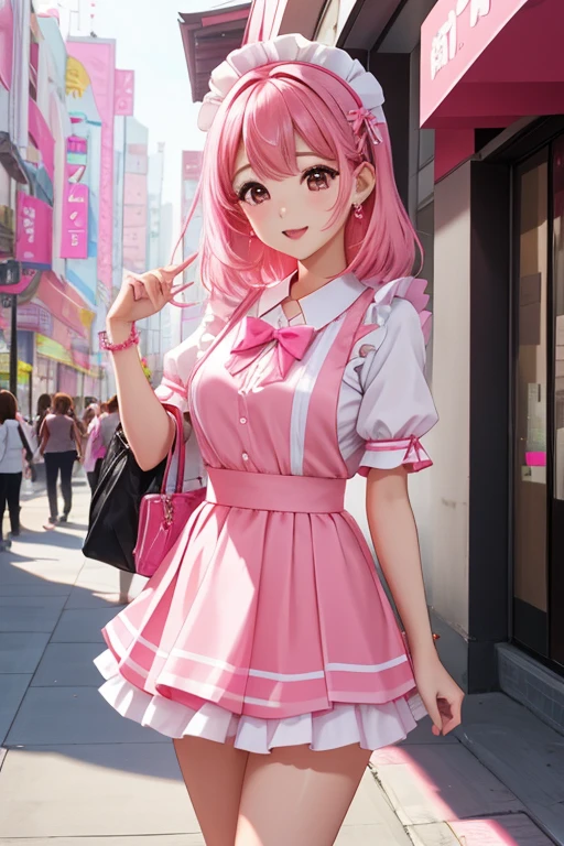 1 Arafad image of a group of Asian women posing for a photo,(pink color),cgstation trends,pink color皮膚,cgstation trends,pink color幫派肖像,January),ulzzang,(pink color),maid outfit, Trending on bbwchan, yanjun Chengt, Girls' Generation, 淡pink color膚色,summer,Short skirt,maid outfit