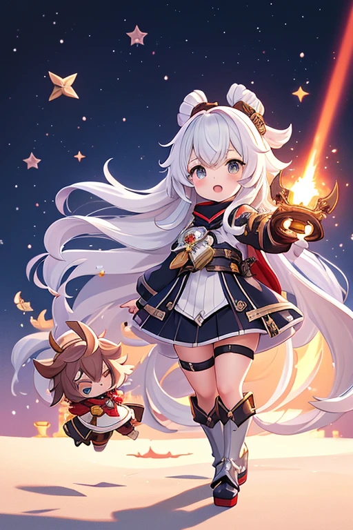 There are many anime characters on the wall，there is a star，Ark of Tomorrow，Ark of Tomorrow，grand order of destiny，Bravely Default II，Clear RPG portrait，Red Cliff，Characters from Azure Lane，fleet collection style，Genshin Impact，Kirokaze pixel art，HD artwork, kantai Collection Arcade, Video game Genshin Impact, Granblue Fantasy