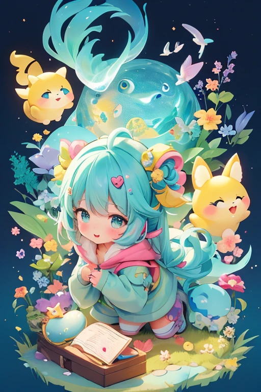 best quality，Super detailed，Realistic，（像素Art，概念Art：1.2），humor，天馬行空的imagination，quirky style，Cartoon creatures，Crazy combination，chaotic scene，，creativity，Art，mixed species inspiration，Pokemon style，Love to play、whimsical、Colorful、Playful、imagination、Mysterious atmosphere、Cute characters、unique design、fictional animals、eye-catching、Attention to detail、Colorful、expressiveness、Entertainment、Unconventional、Stimulate、various kinds，animal diversity，harmonious relationship，peaceful coexistence，animal world，Art表現，Beautifully illustrated creatures，Amazing fusion，hybrid animals，Unusual biological pairings，口袋妖怪Art風格，數碼寶貝關鍵Art，杉森健Art，Maki Haku，位圖Art，釋放imagination，charming depiction，Case，Interesting visual storytelling，Rich creativity，Wonderful composition，自然的Art靈感，迷人的Art作品，Rich narrative，whimsical的故事，Playful的詮釋，富有imagination的設置，獨特的Art表達，Lively and dynamic，images full of energy，stunning details，精心製作的Art品