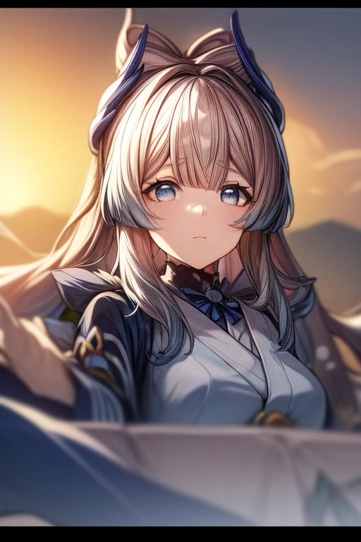 (masterpiece, best quality, perfect face, expressive eyes), 1girl, (anime), (adult), sangonomiya kokomi, white and blue hanfu, coral hairpin, 