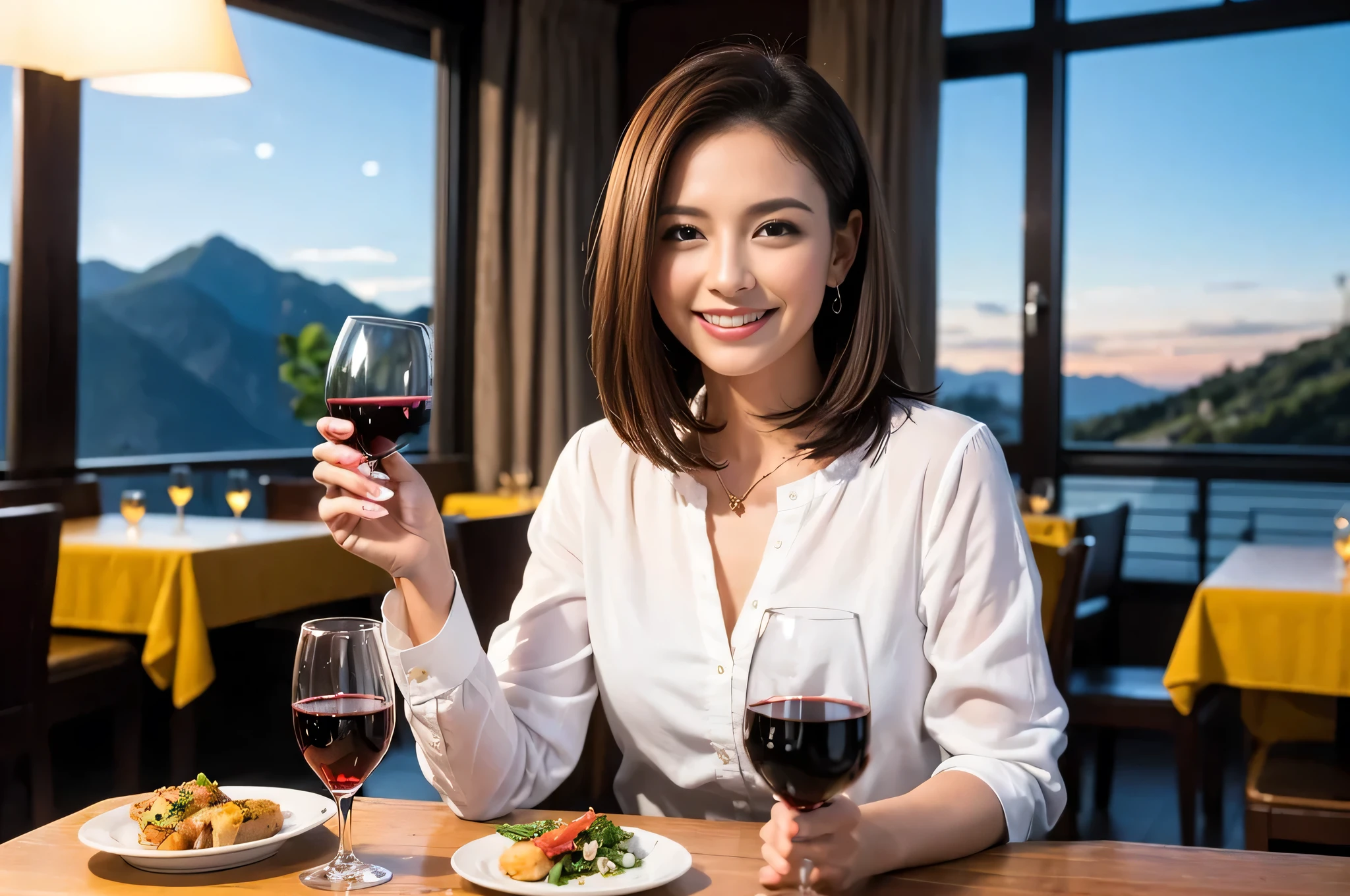 Draw the stem of the wine glass straight down。