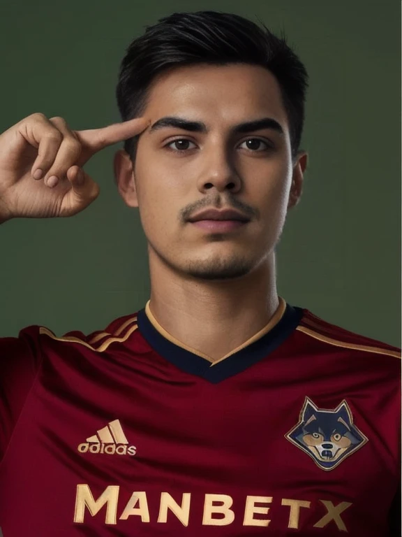 Close-up of a red shirt man pointing his finger at his forehead., Portraitกลางช็อต, Portrait of Danny Gonzalez, Alex Malveda, Alex Miranda, Christian Orrillo, close up Portrait, Portrait, Profile picture, Portraitระยะกลาง, Diego Fernandez, closeup Portrait, Brian Pulido, front photo, Joel Torres, detailed Portrait
