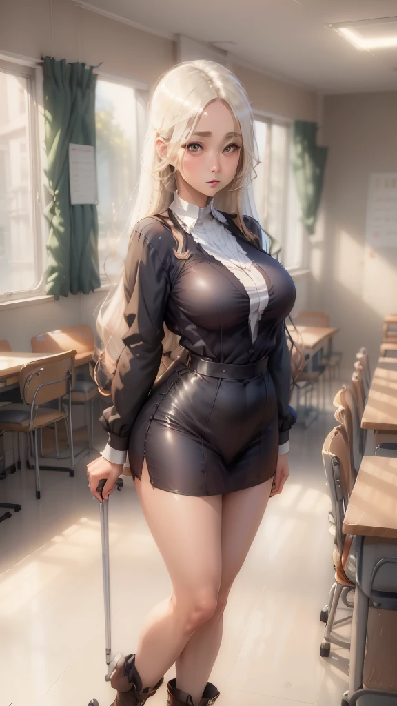 (masterpiece, best quality:1.4), full body, ((elderly woman)), (((60 years old))), pure blonde straight hair, black clothes, (long hair) (((straight hair))), highly detailed hair, Blue Eyes, beautiful eyes, Lighting on the face, pale skin, a mysterious 50 year old, dark, woman, Nun