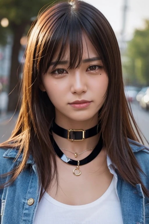 Beautiful woman wearing a dog collar　Are crying