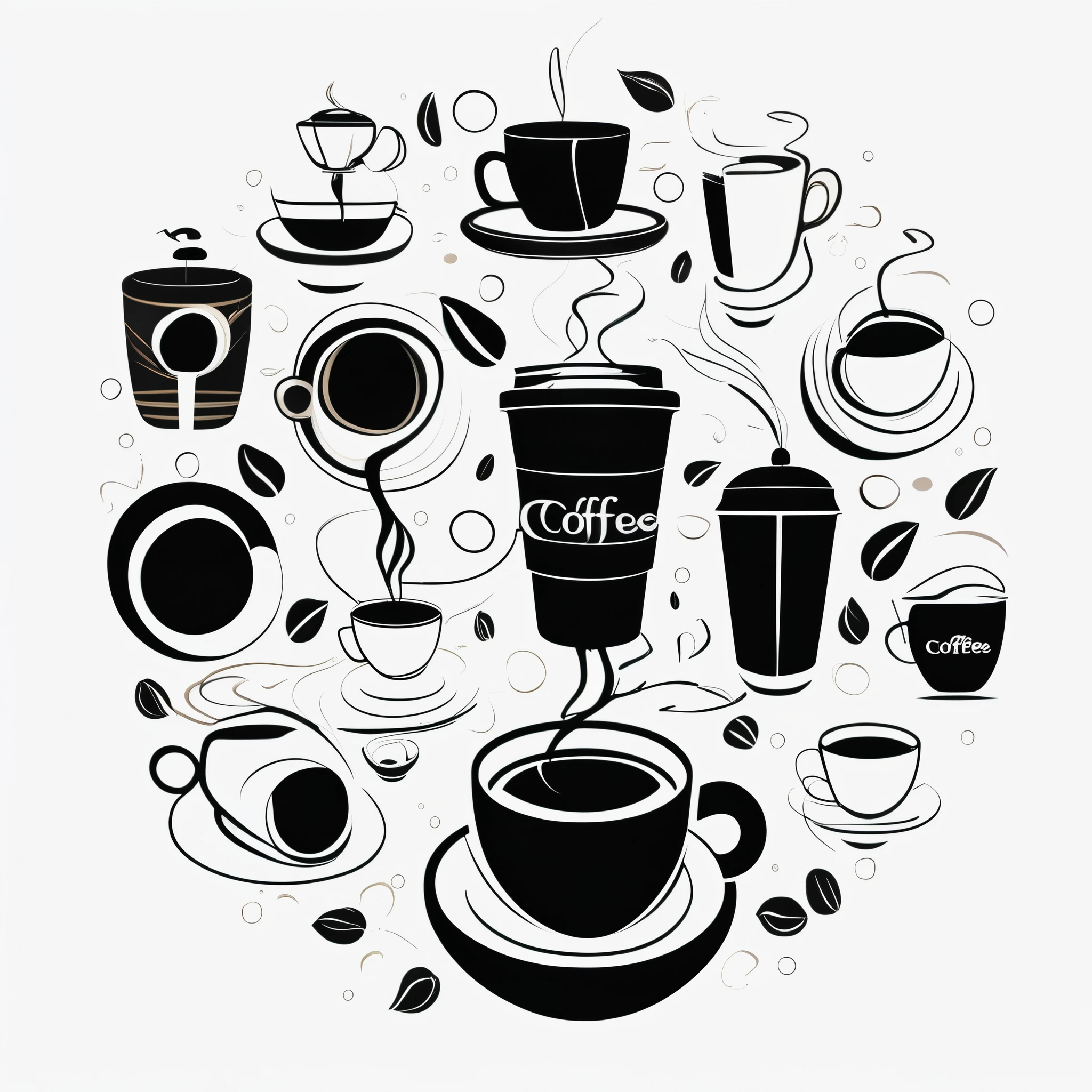  An ultra minimalist illustration of a [coffee] cleverly represented using the word 'coffee'. The letters of the word 'coffee' are arranged to form the shape of the [coffee], with no additional shapes. The design focuses on the letters creating the structure of the [coffee], with clean lines and a focus on essential elements only. The letters are in black on a white background, creating a clear and recognizable [coffee] shape with minimal detail,