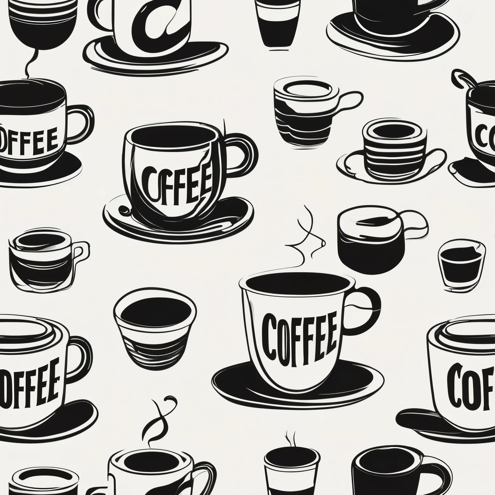  An ultra minimalist illustration of a [coffee] cleverly represented using the word 'coffee'. The letters of the word 'coffee' are arranged to form the shape of the [coffee], with no additional shapes. The design focuses on the letters creating the structure of the [coffee], with clean lines and a focus on essential elements only. The letters are in black on a white background, creating a clear and recognizable [coffee] shape with minimal detail,