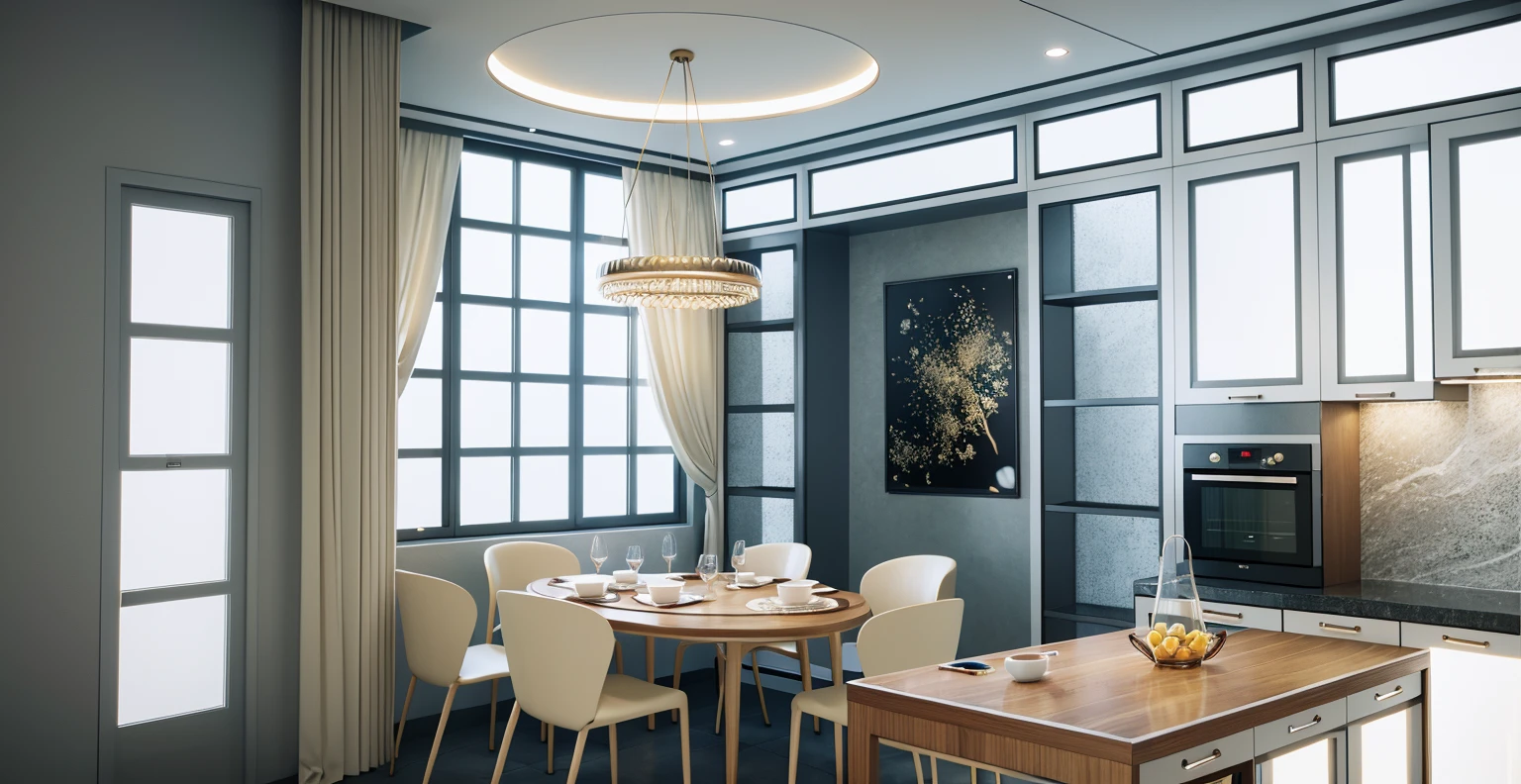 ((Masterpiece,best quality,8k uhd,dslr,soft lighting,high quality,hyper detail,film grain, Fujifilm XT3, UE 5 render 8k, super high resolution, supper detail:1.2,droste effect photography, macro photography, night light, cinematic lighting, interior design, glossy flooR)), KITCHEN, WOOD INTERIOR, STONE, WINDOR glass, daylight:1.3, white tone,