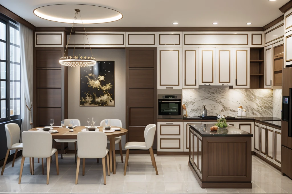 ((Masterpiece,best quality,8k uhd,dslr,soft lighting,high quality,hyper detail,film grain, Fujifilm XT3, UE 5 render 8k, super high resolution, supper detail:1.2,droste effect photography, macro photography, night light, cinematic lighting, interior design, glossy flooR)), KITCHEN, WOOD INTERIOR, STONE, WINDOR glass, daylight:1.3, white tone,