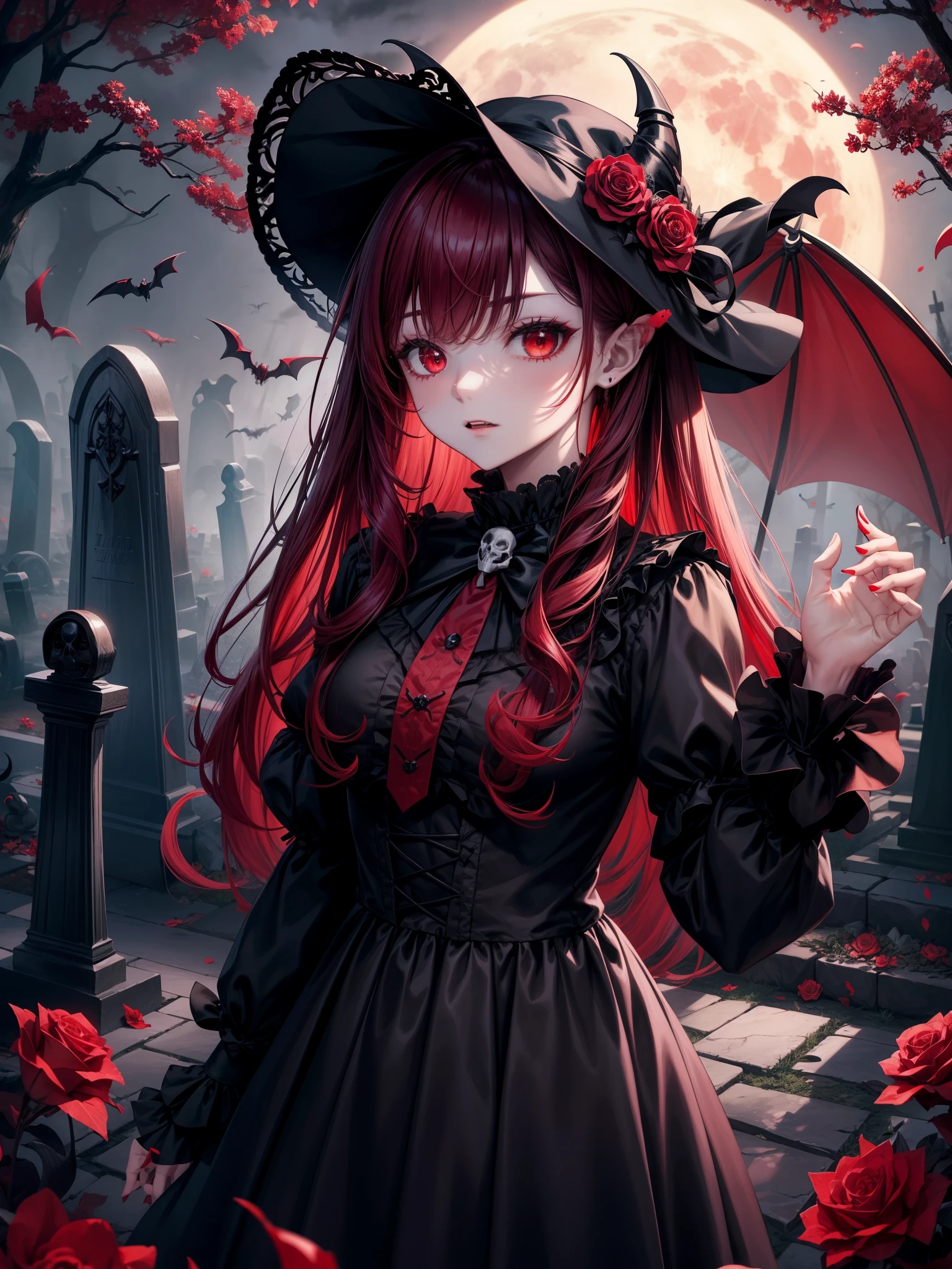 Midnight Graveyard、dawn、Red full moon、Dark Red Vampire、Red and black bat、Red rain、Gothic Dress、Black and white parasol、Bewitching beauty、bewitching、Black Rose、skull