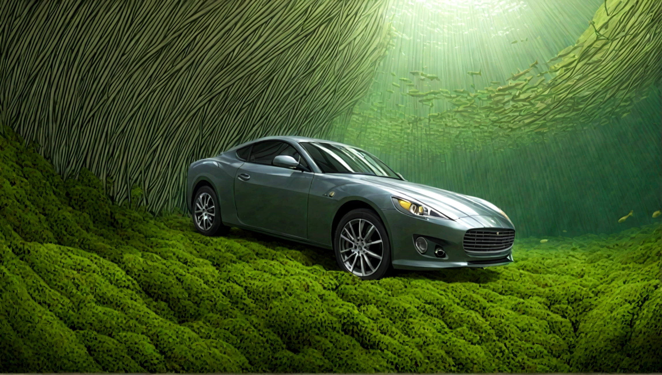 There's a sports car at the bottom of the ocean, surrounded by marine life. Light breaks through the water, creating mystical lighting. The car is partially covered with seaweed and coral, which emphasizes his prolonged stay under water. A variety of fish and other marine life swim around.
Details for creating a picture:
Main object:
sports car (Sports car).
Clean lines and modern car design, but with elements of corrosion and fouling by algae and corals.
ambient:
Ocean floor, covered with sand and stones.
Marine flora: algae, armed, sea grass.
Marine fauna: various types of fish, Maybe, small sharks, Jellyfish.
Lighting & Atmosphere:
Scattered light, penetrating through the water from above, creating soft light rays.
Shadows & Depth, giving the image realism.
Bluish and greenish shades, characteristic of the underwater environment.
Additional elements (Optional):
Shipwrecks or old chests in the distance to add ambience.
little air bubbles, rising from the car.
Style and mood:
Realistic style with high detail.
Mystical and slightly mysterious atmosphere.
Combination of modern and natural.
Technical specifications:
a high resolution.
Realistic stylization.
Detailed elements of the car and the underwater world.
Effective use of light and shadow to create depth and realism.