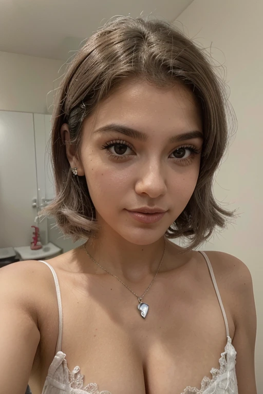 Selfi de gatora branca, com cabelo platina,do nariz da babie, corpinho violao vintindo moleton, olho cor de mel arco do cupido perfeito labios grossos mas no isagerado