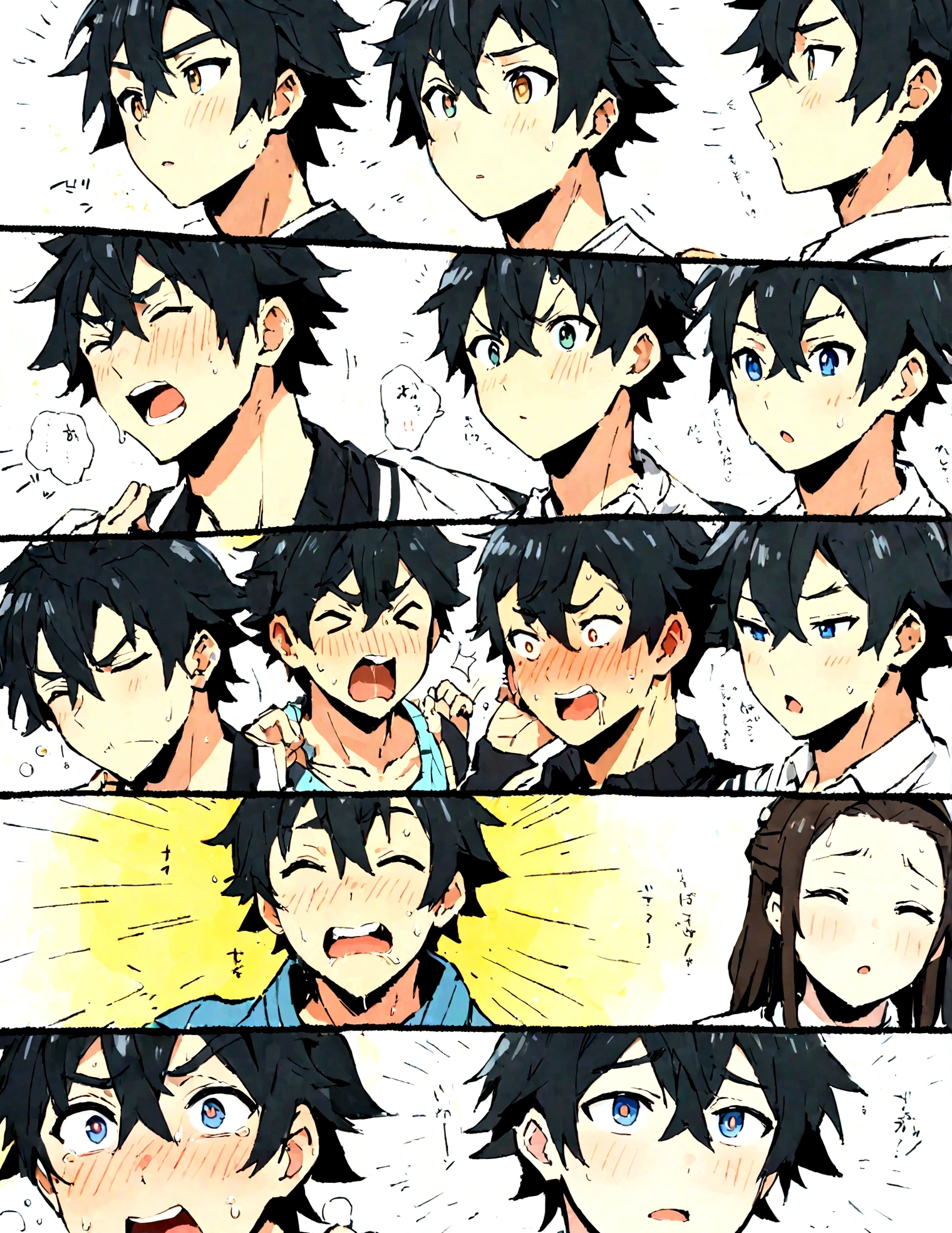 boys,,,,,,boys,,,,,,male protagonist,,male protagonistの変化,Bright Eyes,blush,,Black Hair,Refreshing Boys,,bright personality,,,Male Focus,Men's Focus,A rich expression,,,,bracelet,Athletic Department Boys' Dormitory,Junior and senior high school,,Casual clothes,,Intentionally created male love,,Brainwashing in the boys' dormitory is transforming their subconscious into gay men,,,,,,creation,high resolution,4k,8k,quasi-masterpiece,highest quality,Anime Style,,Makoto Shinkai Style,,Cel animation art,,,,,Saliva,