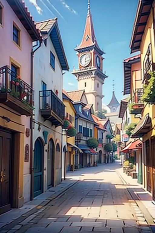 Anime fantasy town square and backgrounds