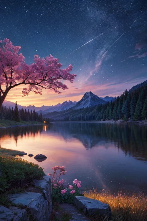 highest quality、Landscape painting、night、nature、Beautiful views
