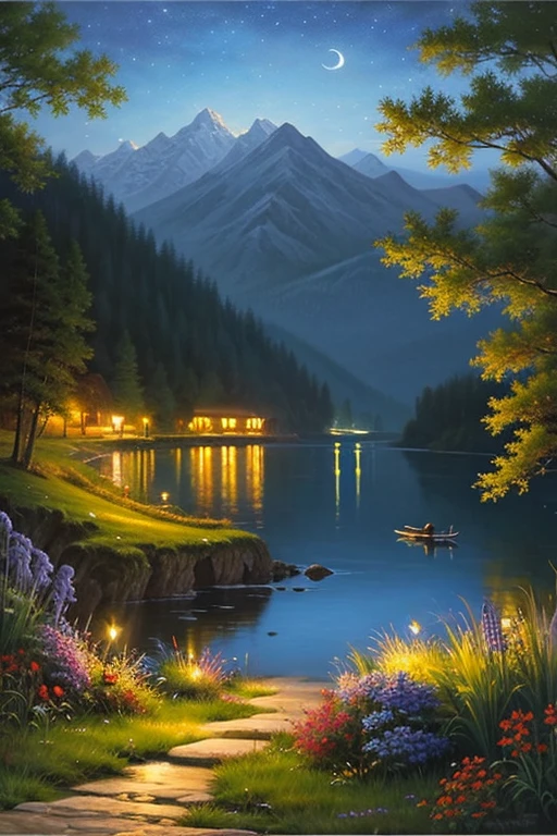 highest quality、Landscape painting、night、nature、Beautiful views