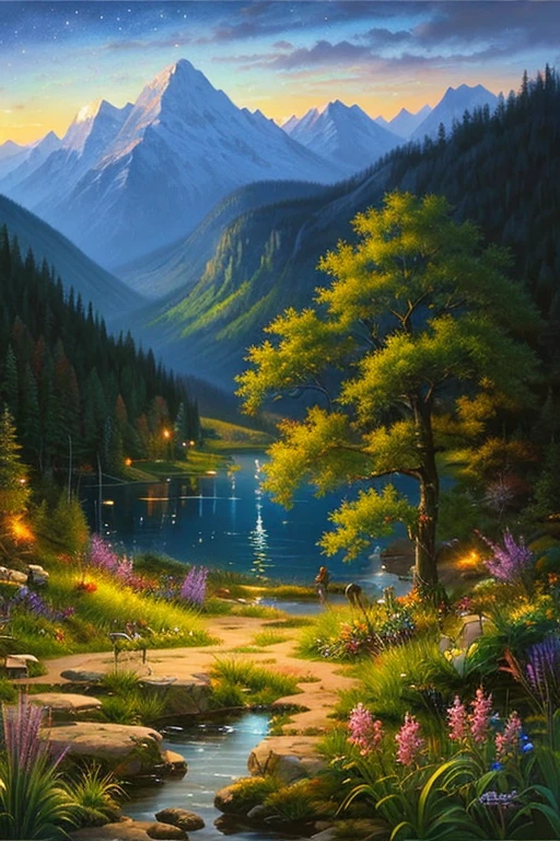 highest quality、Landscape painting、night、nature、Beautiful views