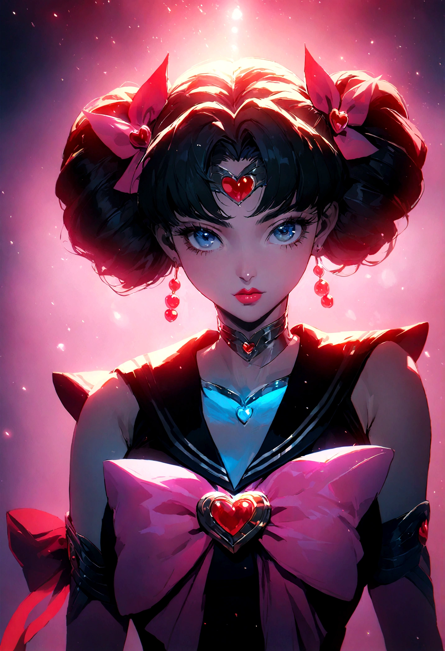 1girl, sailor moon, bishoujo senshi sailor moon, extremely detailed face, beautiful eyes, long eyelashes, detailed lips, detailed hair, anime style, magical girl, meatball hairstyle, , sailor collar, detailed bow, fluorescent lighting, vivid colors, glowing effect, fantasy, soft lighting, digital painting, cinematic, masterpiece, (best quality,8k,highres,detailed)