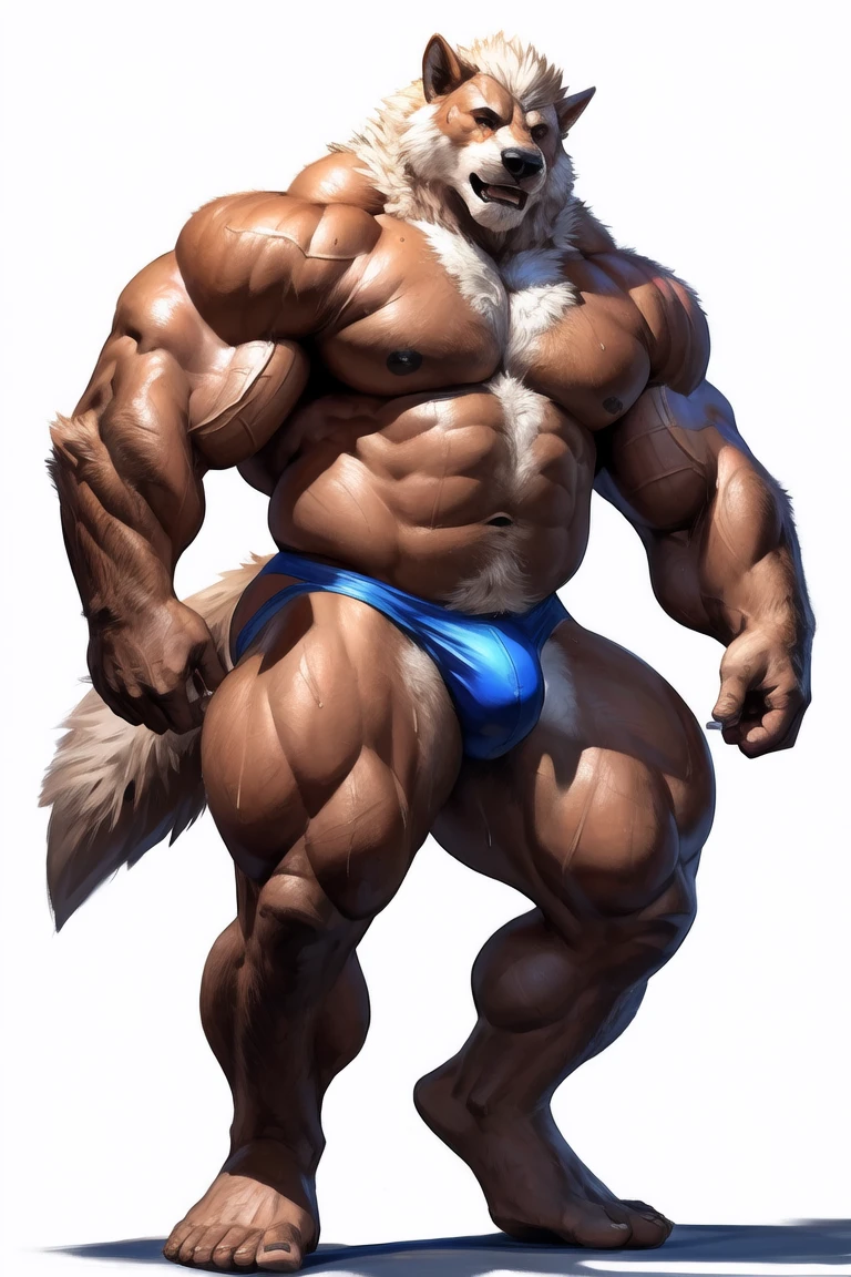 arcanine, 4k, high resolution, best quality, masterpiece, posted on e621, solo, anthro body, older male, male, adult, very masculine, (very muscular, well defined muscles, muscular legs, muscular arms, lats, biceps, strong chest, sixpack, heavy pectorals:1.3) (very heavyweight, very thick build:1.6), correct anatomy, (white background, no background:1.1), (by taran fiddler:1.0), (by negger, by adios:0.7), (by null-ghost:1)(by chunie:0.4), (detailed feet), (tight speedos:1.0), (detailed eyes:1.2), (cel shaded, flat colors:1.2), fluffy tail, sweat:1.8, steaming body:1.2, panting, glistening muscles:1.2, flexing muscles, looking at camera