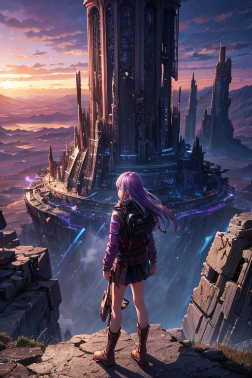 highest quality、Desolate Earth、wreckage、Purple Sky、Surrealism
