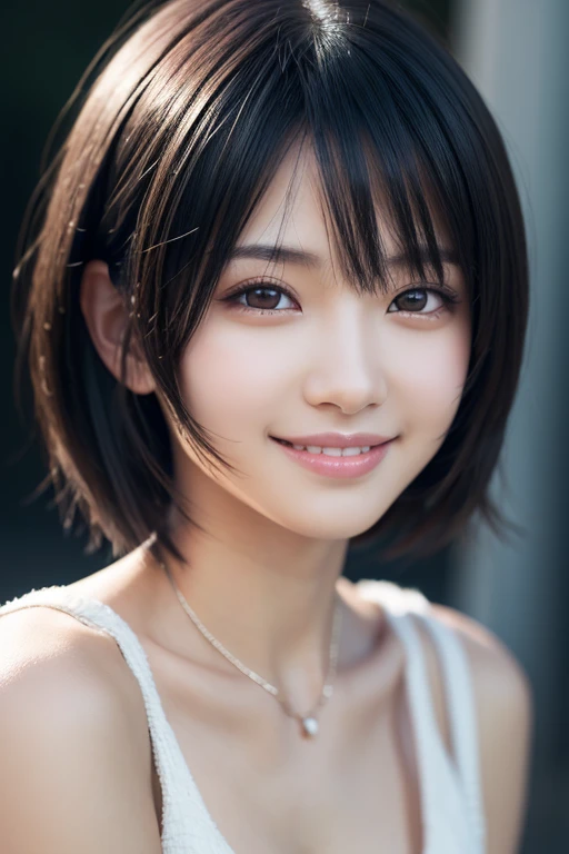 Beauty, black hair, short hair, anime, depth of field, UHD, masterpiece, best quality, high details, textured skin, ccurate, super detail,smile