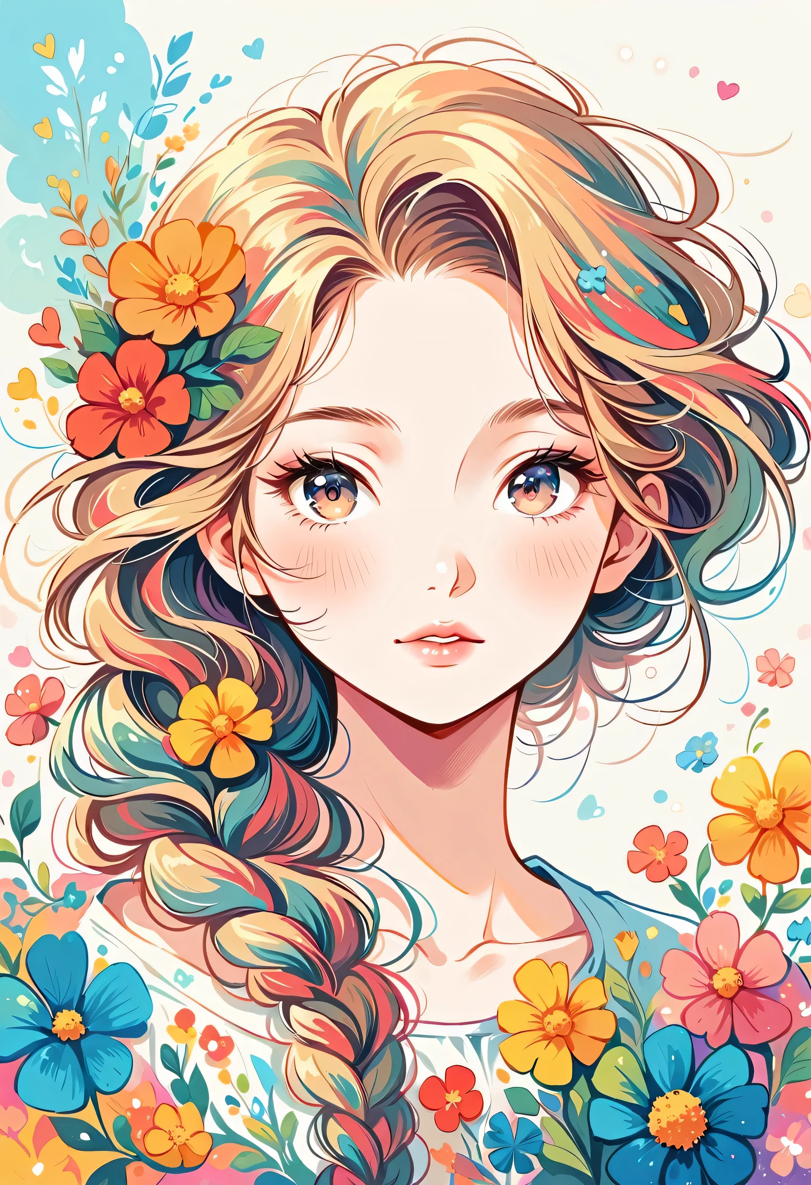 Mai Yoneyama Style、The most beautiful girl of all time、Lips in Love、Colorful flowers、Simple line initials、Abstract art、Urban Background