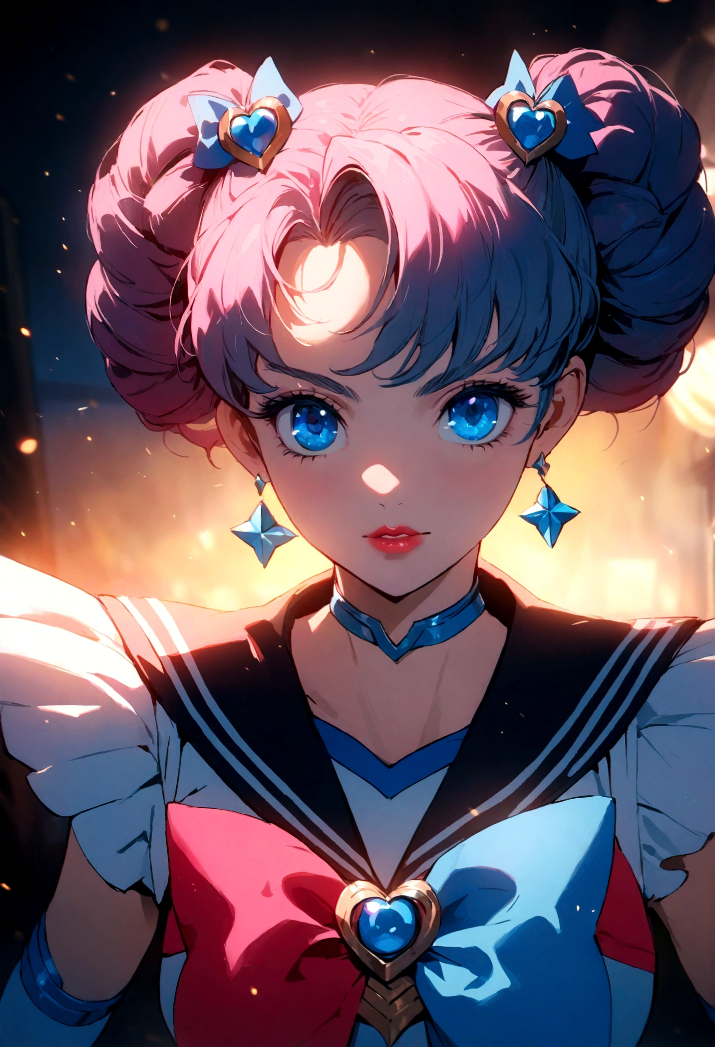 1girl, sailor mercury, bishoujo senshi sailor moon, extremely detailed face, beautiful eyes, long eyelashes, detailed lips, detailed hair, anime style, magical girl, meatball hairstyle, , sailor collar, detailed bow, fluorescent lighting, vivid colors, glowing effect, fantasy, soft lighting, digital painting, cinematic, masterpiece, (best quality,8k,highres,detailed)
