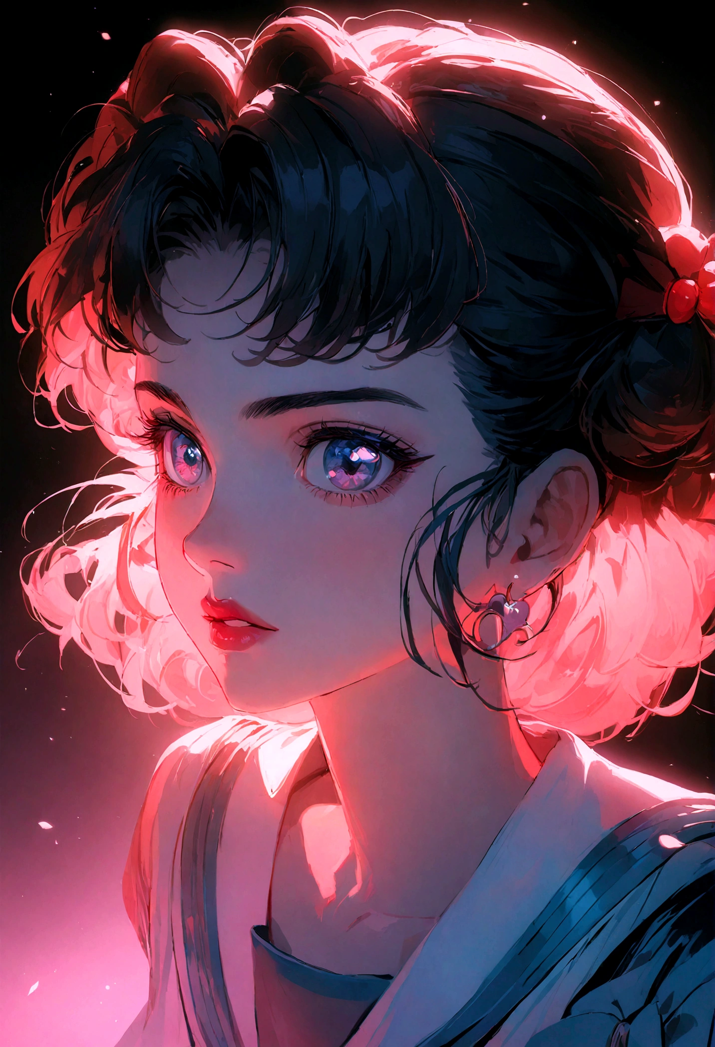 1girl, sailor mars, bishoujo senshi sailor moon, extremely detailed face, beautiful eyes, long eyelashes, detailed lips, detailed hair, anime style, magical girl, meatball hairstyle, , sailor collar, detailed bow, fluorescent lighting, vivid colors, glowing effect, fantasy, soft lighting, digital painting, cinematic, masterpiece, (best quality,8k,highres,detailed)