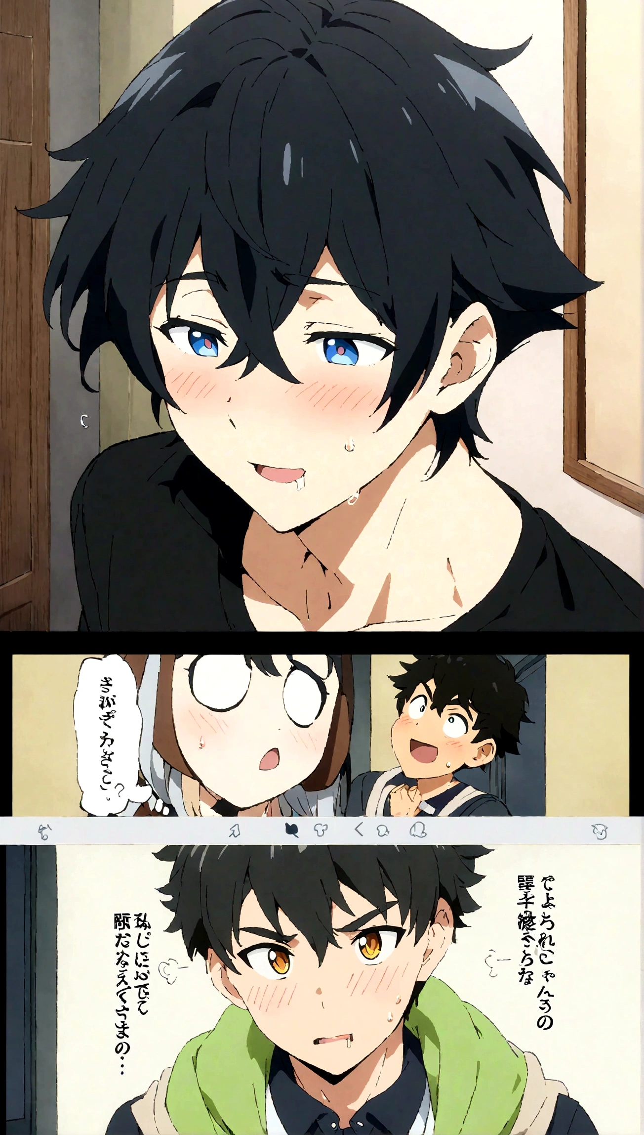 boys,,,,,,boys,,,,,,male protagonist,Bright Eyes,blush,,Black Hair,Refreshing guy,,bright personality,,,,,Men's Focus,,A rich expression,,,,bracelet,Athletic Department Boys&#39; Dormitory,,,,Casual clothes,,Brainwashing infection in the dormitory turns people homosexual,,,,Brainwashed Boys&#39; Love,,,When I first moved into the dorm I was pure and innocent.,,Saliva,Anime character lookalike,creation,high resolution,4k,8k,quasi-masterpiece,highest quality,Anime Style,,Makoto Shinkai Style,,Cel animation art,,,,,