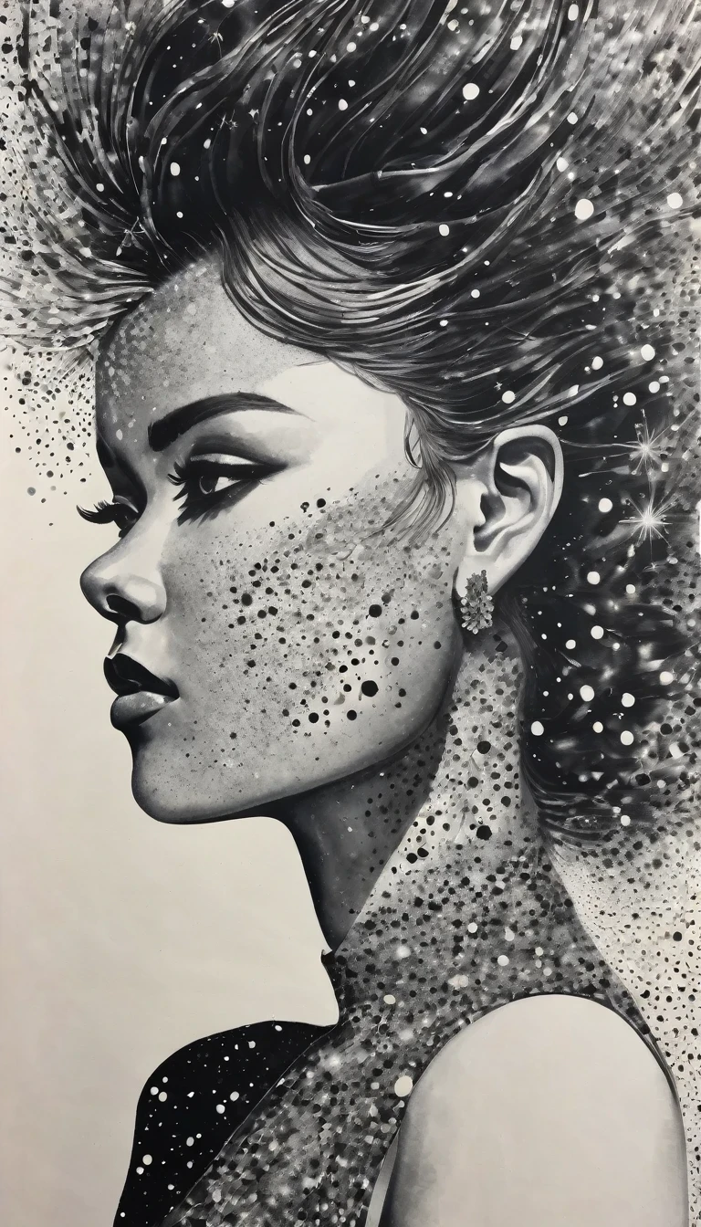 in style of Barbara Takenaga , character, ink art, side view -
