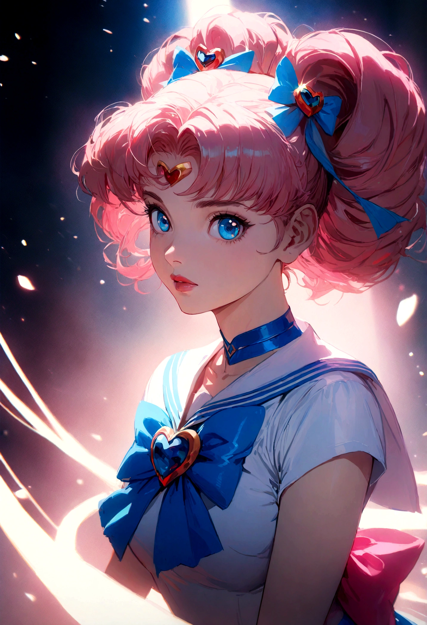 1girl, sailor mercury, bishoujo senshi sailor moon, extremely detailed face, beautiful eyes, long eyelashes, detailed lips, detailed hair, anime style, magical girl, sailor collar, detailed bow, fluorescent lighting, vivid colors, glowing effect, fantasy, soft lighting, digital painting, cinematic, masterpiece, (best quality,8k,highres,detailed)