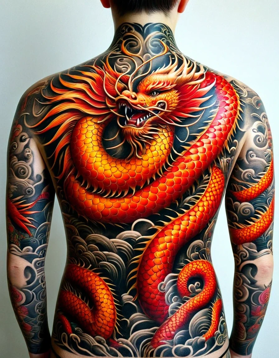 Back Tattoo/Back tattoo,flamboyant,(Super macro),Beautiful back line,serge lutens style,in style of Cecil Beaton