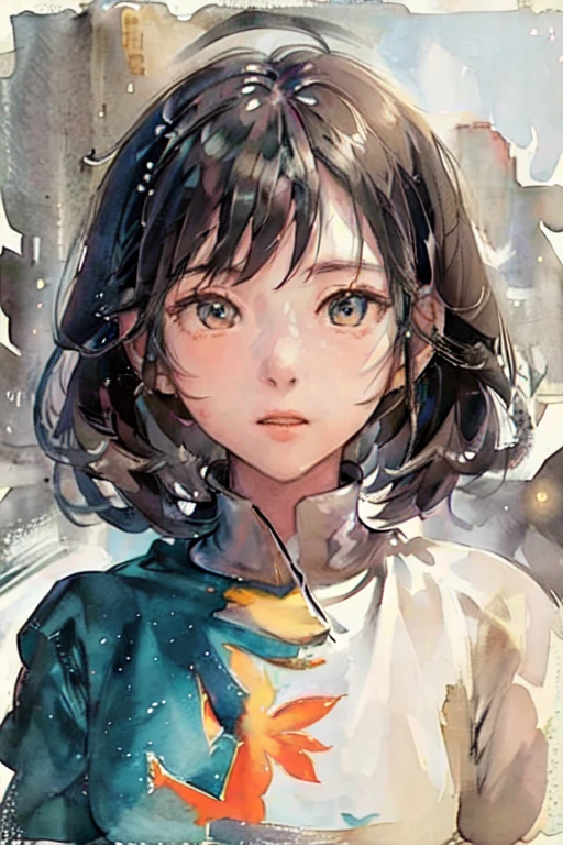 16A girl about the age、Tall、Beautiful Face、Perfect Face、Eyes are light brown、Her hair is a short bob and orange in color.。Wearing a light blue hoodie、The clothes look like combat uniforms.。(Light blue clothes)Location is desert。
