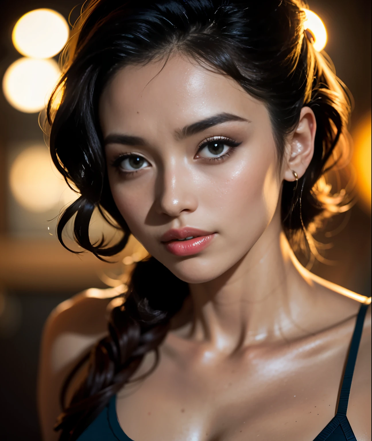 A woman standing on her back, a very detailed 8K on the light, a very detailed light, beautiful detailed lips, a very detailed face, a complex details, vivid colors, vivid colors.
