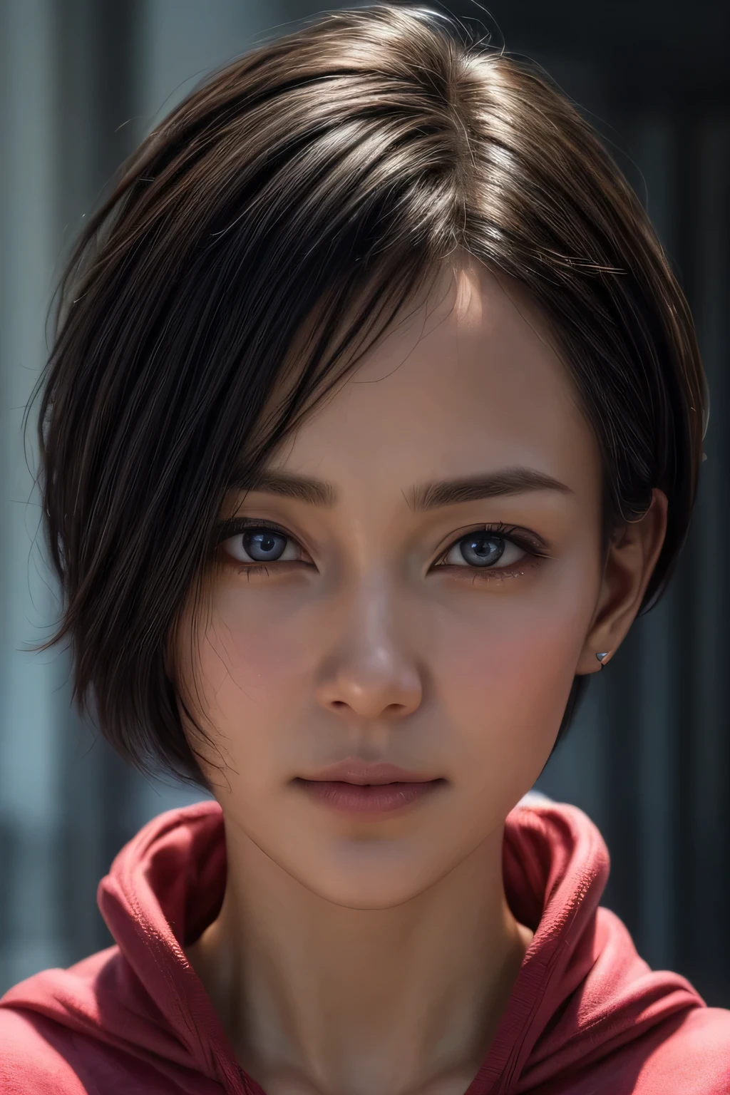 (NSFW:-1.5), (masterpiece:1.3), (8k, photorealistic, RAW photo, best quality: 1.4), 
cinematic lighting, 
(1girl), beautiful face, (realistic face), 
beautiful hairstyle, (short hair :1.5),
realistic eyes, beautiful detailed eyes, 
(realistic skin), beautiful skin, 
(hoodie without a hood), 
absurdres, attractive, 
ultra high res, ultra realistic, highly detailed, 
golden ratio, 