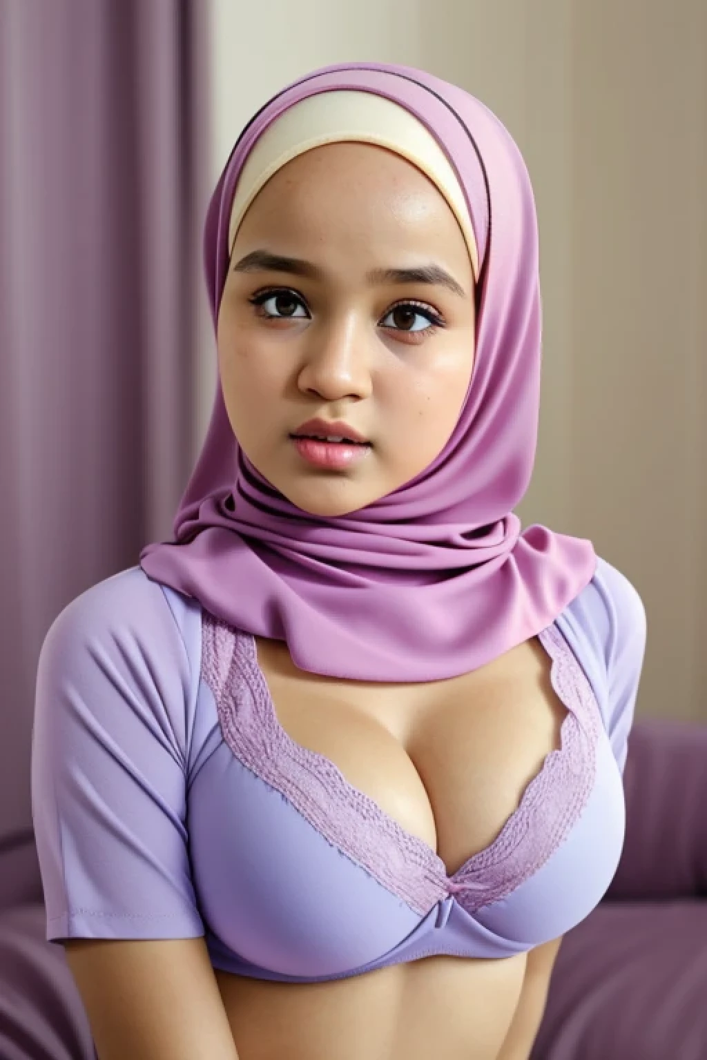 Wear pastel colored panties, Very cute and -like face, Very cute and babye face, G-String Nackt, angry pose, Angry face, (((HIJAB MALAYSIAN GIRLS))),, good quality, UHD 45K, realistisches Gesicht, Realistic skin feel , Eine malaiische Dame, 12 Jahre alt, , Very cute and baby-likce, (((large breast))), (MATRIX WELT), ((Schau in die Kamera und TRAURIGKEIT)), ((())), (((sweet girl))), ((PASTELLROTE LIPPEN)), ((kurze tief ausgeschnittene BLUSE)), ((pummelig)), ((Entkleiden)), curvy, deep cleavage,