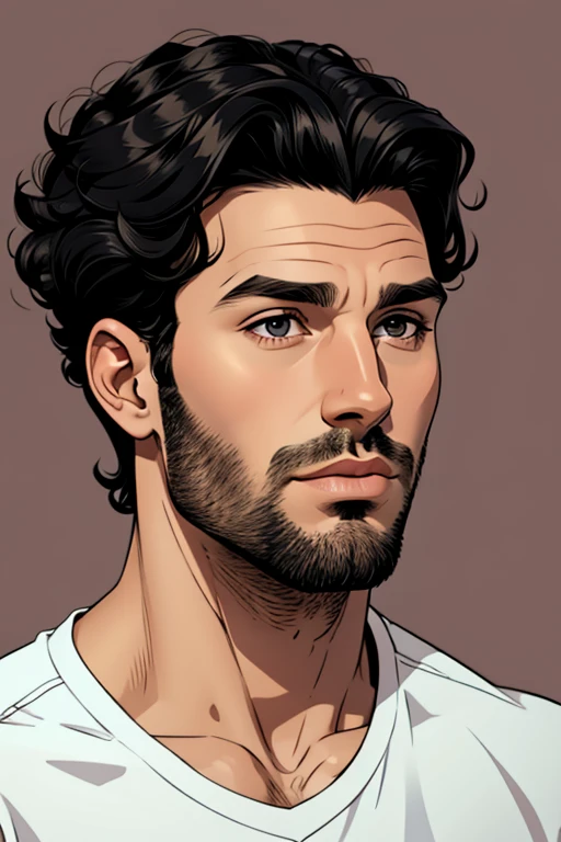 drawing  of (one male), (looking at viewer), (portrait) (head-shot)
Very detailed manly face, heroic, detailed realistic open silver eyes, (muscular:1.5), (big muscles), (massive pecs), (hairy pecs), narrow waist and hips, (__hair_color__ hair), (slight smile).
art, nty, minimalism
<lora:Test1:0.88>