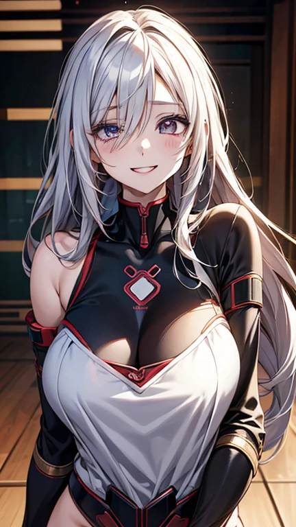 anime girl, (Big smile), (whole body), (Long white hair), (Hair in one eye:1.2),Enchanting anime girl, Best anime 4K, wallpapers, Attractive anime girl, 4k anime wallpaper, 4K Manga Wallpaper, Detailed digital anime art, Anime Best Girls, Beautiful Anime Girls, cyber punk, Detailed anime artwork, Beautiful and attractive anime women