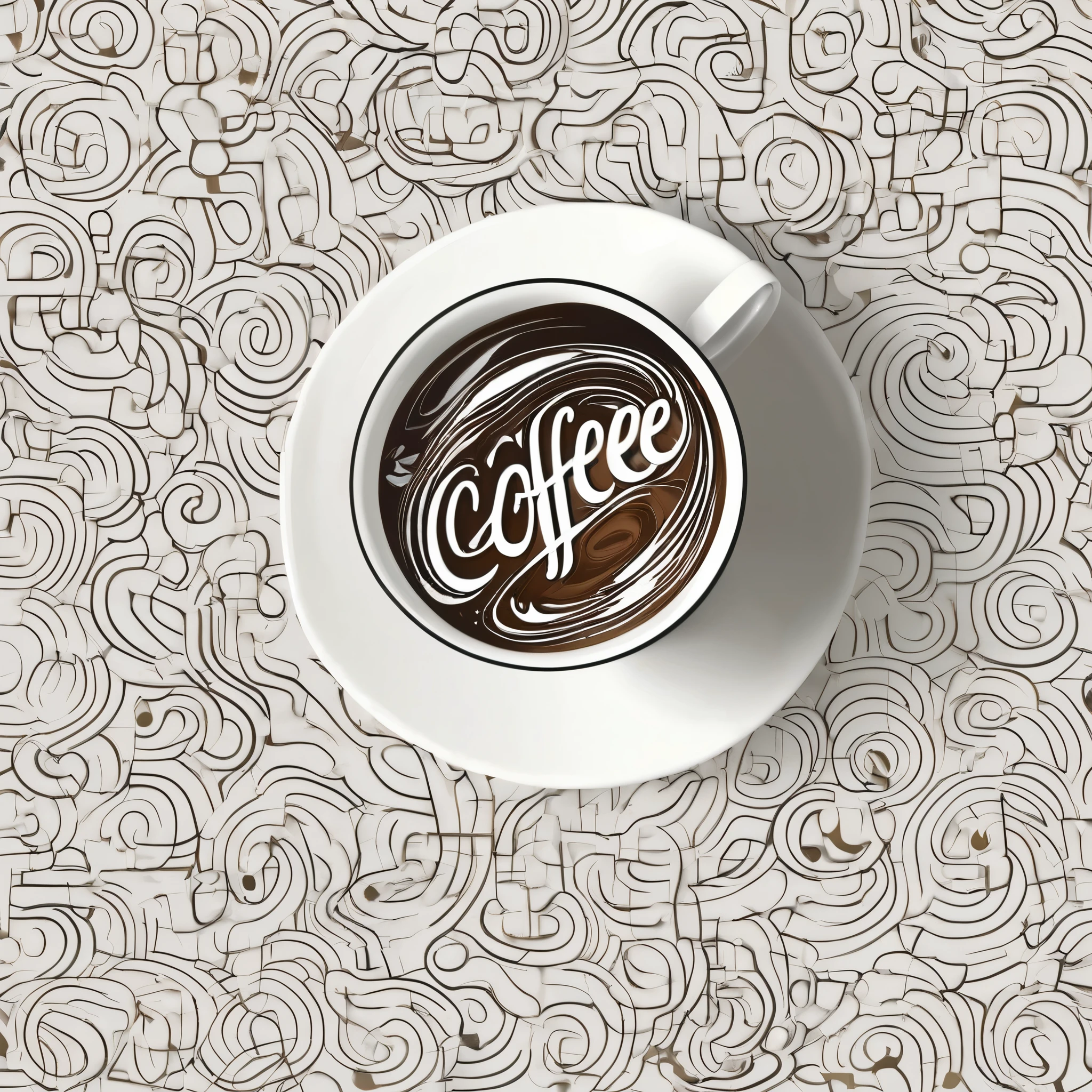  An ultra minimalist illustration of a [coffee] cleverly represented using the word 'coffee'. The letters of the word 'coffee' are arranged to form the shape of the [coffee], with no additional shapes. The design focuses on the letters creating the structure of the [coffee], with clean lines and a focus on essential elements only. The letters are in black on a white background, creating a clear and recognizable [coffee] shape with minimal detail,