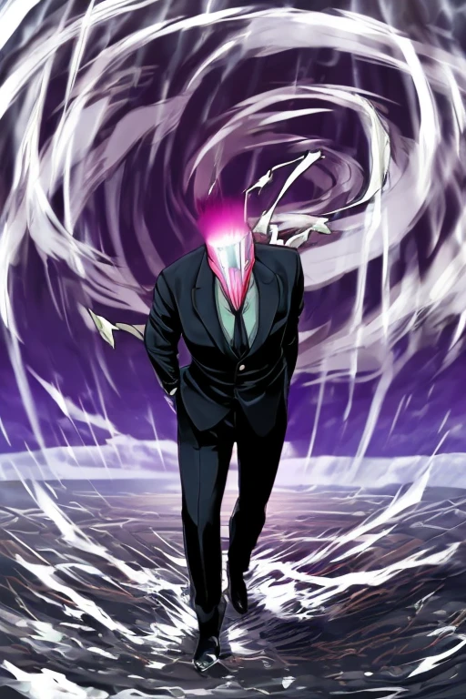 suit　Man with a tornado head　No Head　Storm