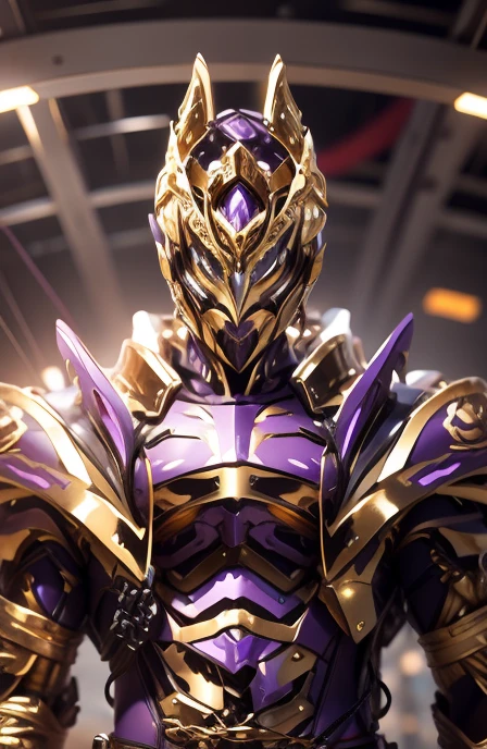 The color changes to gold and purple，Some gold and purple（Ensure its layering and armor texture，There are a lot of mechanical textures，Gold as the main color，Purple as a secondary hue）