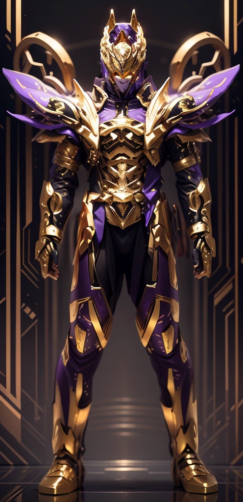 The color changes to gold and purple,Some gold and purple(Ensure its layering and armor texture,There are a lot of mechanical textures,Gold as the main color,Purple as a secondary hue)