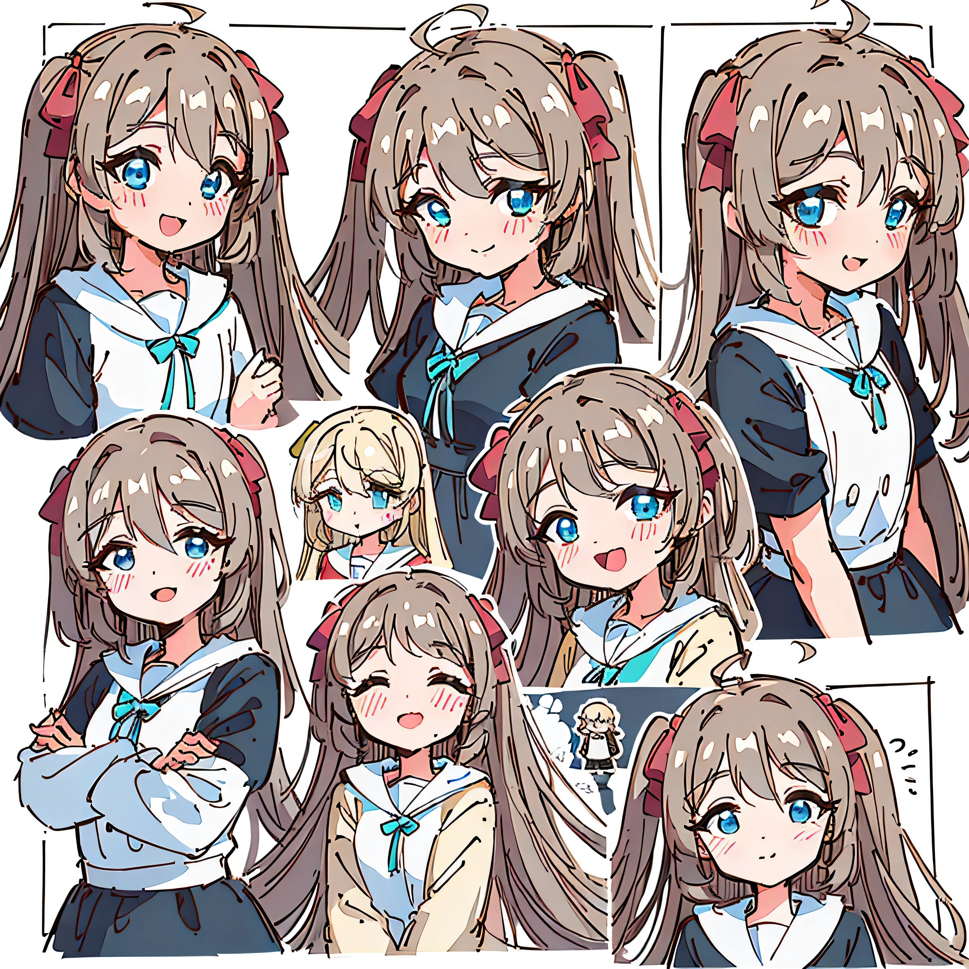 a cute monkey, all
kinds of expressions, happpy, sad, angry, expectant
laughter, disappointed1, cute eyes, white
background, illustration-nii 5-style cute, emoji
as illustration set, with boold manga line style,
dynamic pose dark white,, f/64 group, related
characters, Old Meme Kernel