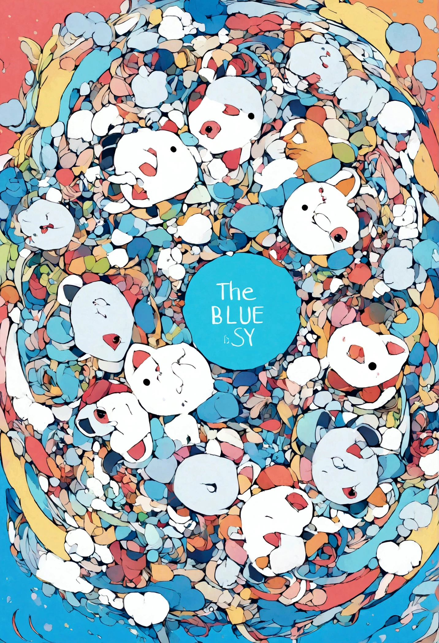 White Cat、cute、The background is blue sky