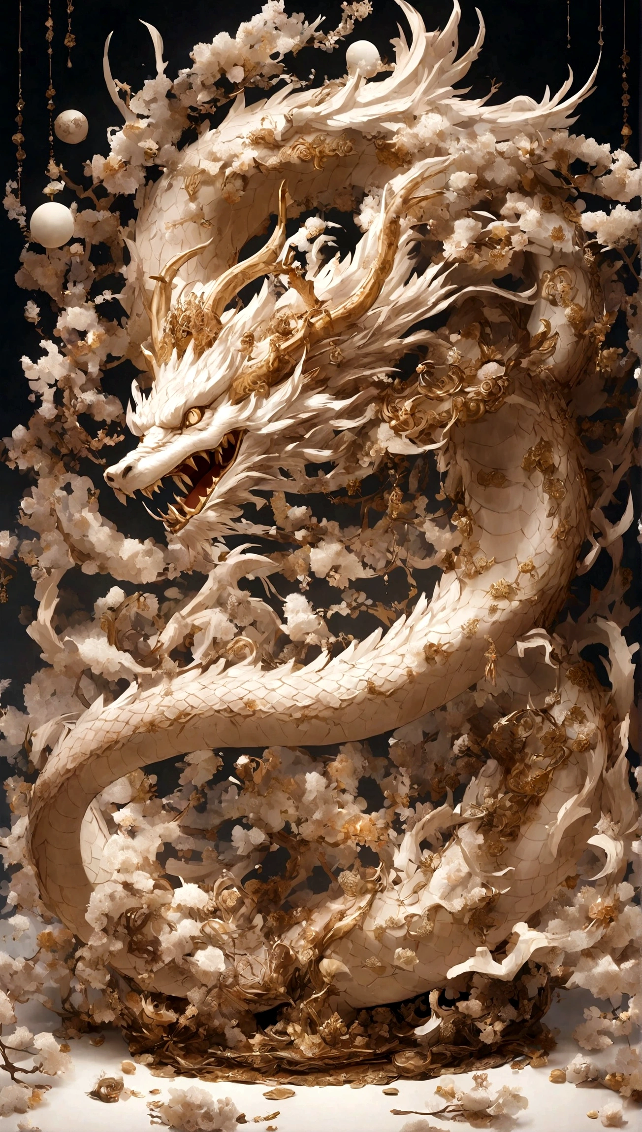 myth,Sea,Intermittent,exhibit,Summoned white Chinese dragon