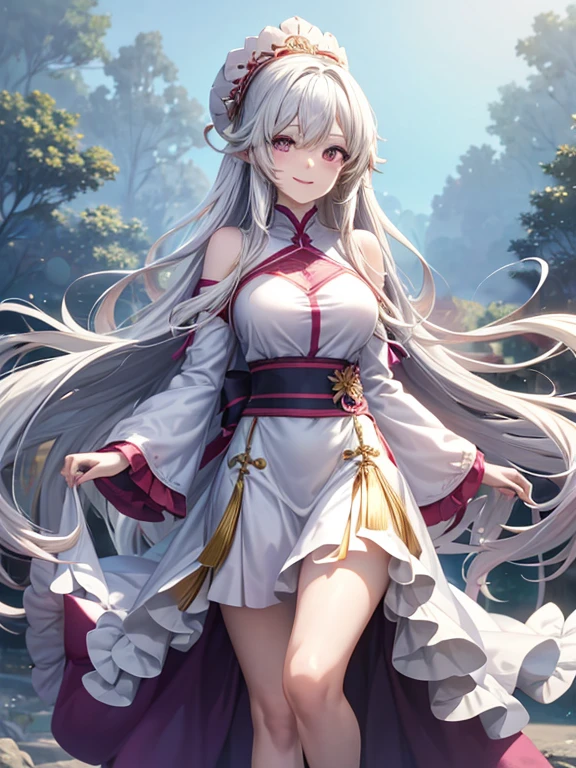 anime girl, (Big smile), (whole body), (Long white hair), (Hair in one eye:1.2),Enchanting anime girl, Best anime 4K, wallpapers, Attractive anime girl, 4k anime wallpaper, 4K Manga Wallpaper, Detailed digital anime art, Anime Best Girls, Beautiful Anime Girls, Detailed anime artwork, Beautiful and attractive anime women