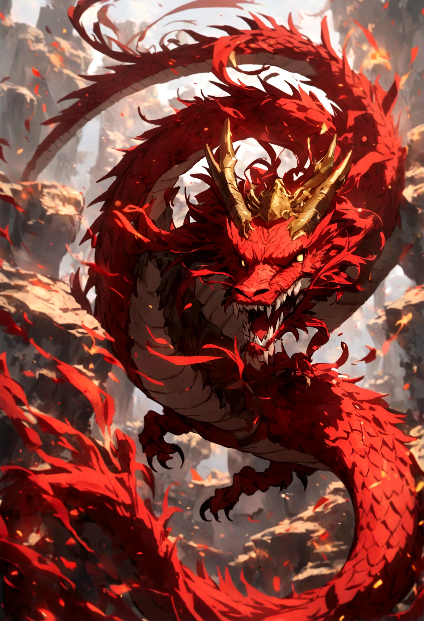 myth,Sea,Intermittent,exhibit,Summoned red Chinese dragon