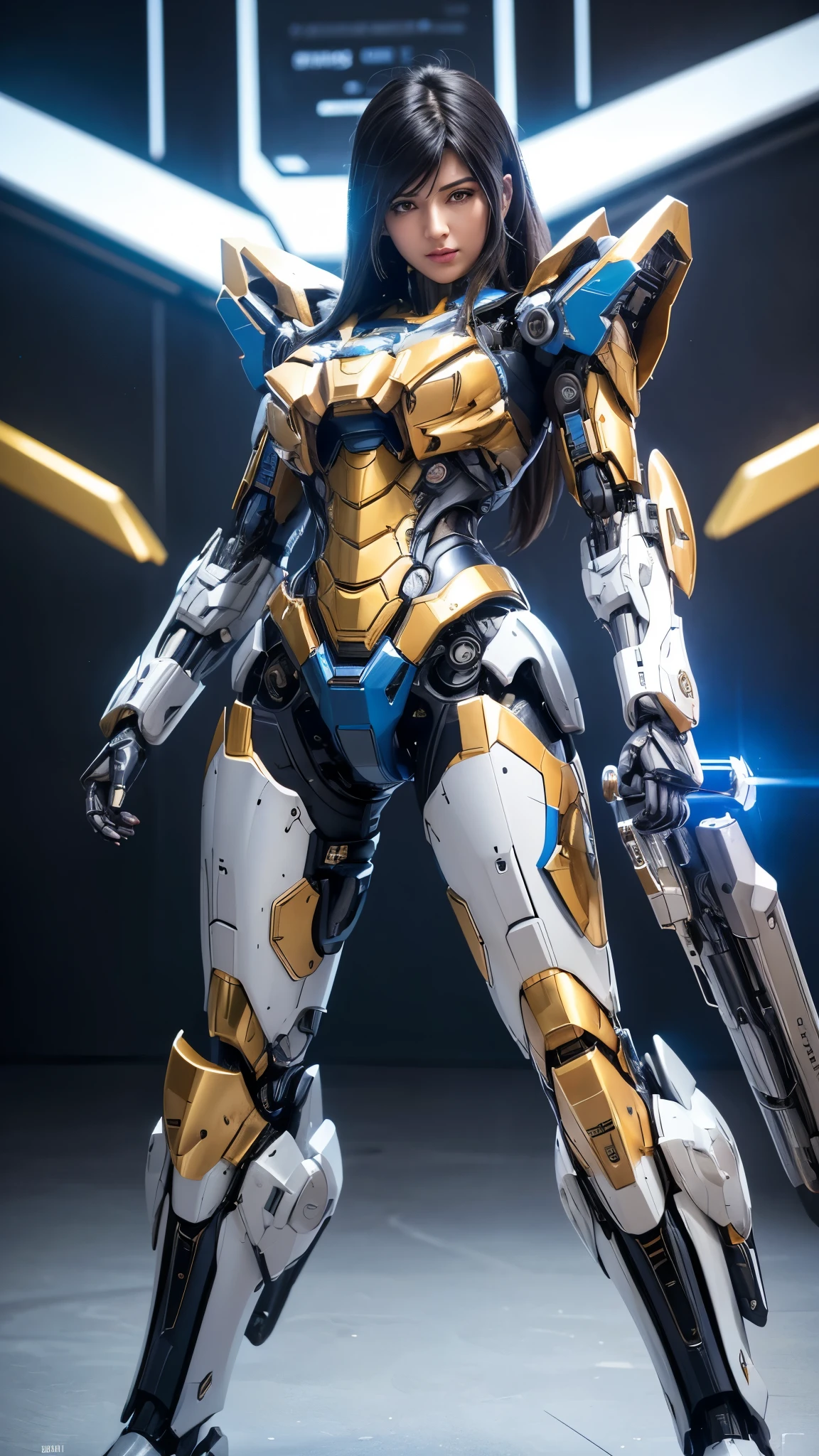 Super detailed, advanced details, high quality, high quality, High resolution, 1080p, hard disk,(pharah),(fareeha・amari),(Mecha Queen),beautiful cyborg woman,Mecha cyborg girl,battle mode,Mecha body girl,she is wearing futuristic pharah mecha,A powerful cyborg woman, sleek and futuristic, with advanced mechanical augmentations that enhance her strength and capabilities.